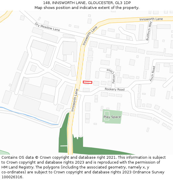 148, INNSWORTH LANE, GLOUCESTER, GL3 1DP: Location map and indicative extent of plot