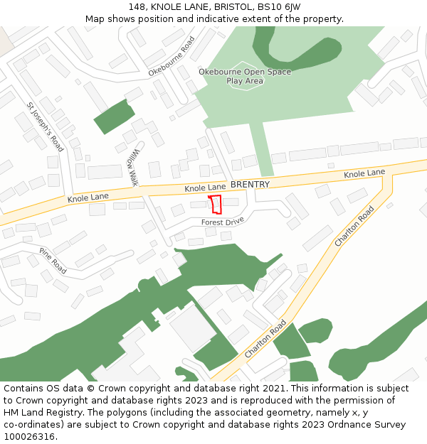 148, KNOLE LANE, BRISTOL, BS10 6JW: Location map and indicative extent of plot