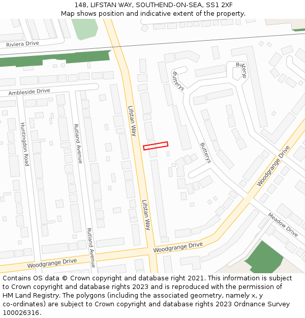 148, LIFSTAN WAY, SOUTHEND-ON-SEA, SS1 2XF: Location map and indicative extent of plot