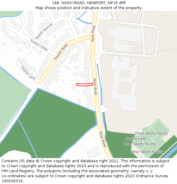 148, NASH ROAD, NEWPORT, NP19 4RP: Location map and indicative extent of plot