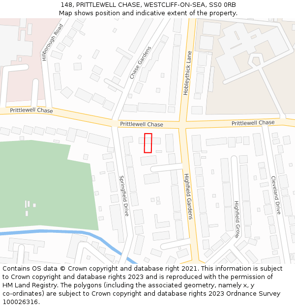 148, PRITTLEWELL CHASE, WESTCLIFF-ON-SEA, SS0 0RB: Location map and indicative extent of plot