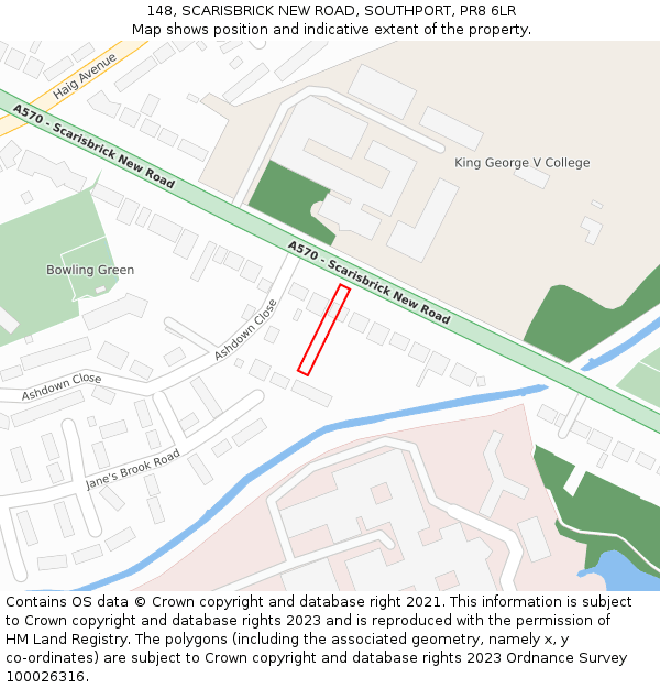 148, SCARISBRICK NEW ROAD, SOUTHPORT, PR8 6LR: Location map and indicative extent of plot