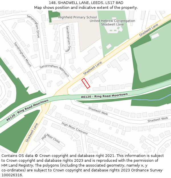 148, SHADWELL LANE, LEEDS, LS17 8AD: Location map and indicative extent of plot