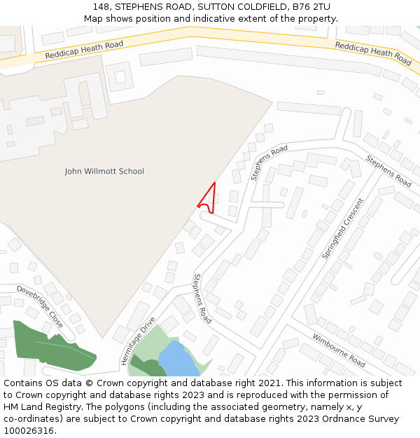 148, STEPHENS ROAD, SUTTON COLDFIELD, B76 2TU: Location map and indicative extent of plot