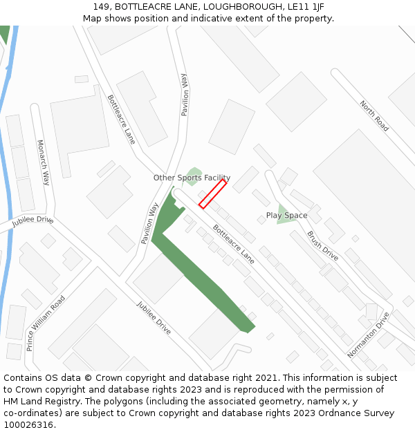 149, BOTTLEACRE LANE, LOUGHBOROUGH, LE11 1JF: Location map and indicative extent of plot