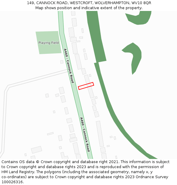 149, CANNOCK ROAD, WESTCROFT, WOLVERHAMPTON, WV10 8QR: Location map and indicative extent of plot