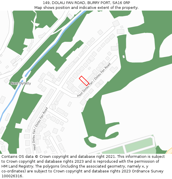 149, DOLAU FAN ROAD, BURRY PORT, SA16 0RP: Location map and indicative extent of plot