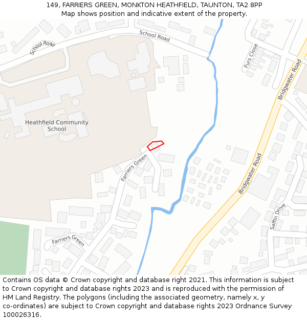 149, FARRIERS GREEN, MONKTON HEATHFIELD, TAUNTON, TA2 8PP: Location map and indicative extent of plot