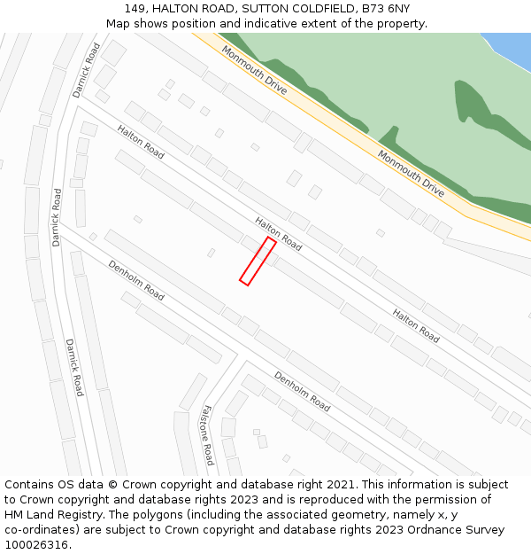 149, HALTON ROAD, SUTTON COLDFIELD, B73 6NY: Location map and indicative extent of plot