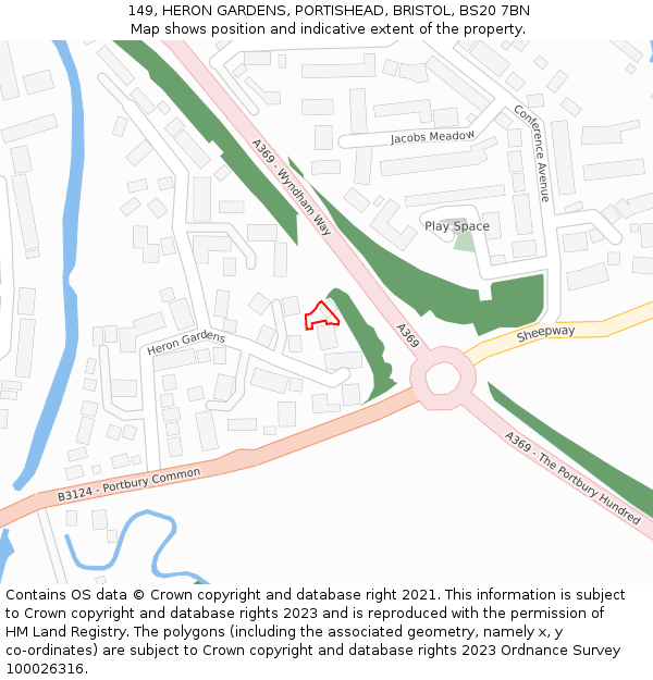 149, HERON GARDENS, PORTISHEAD, BRISTOL, BS20 7BN: Location map and indicative extent of plot