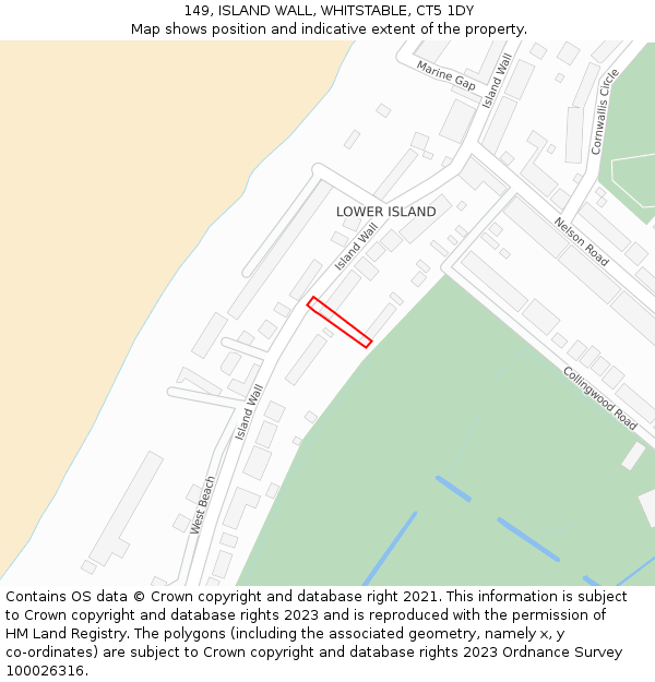 149, ISLAND WALL, WHITSTABLE, CT5 1DY: Location map and indicative extent of plot