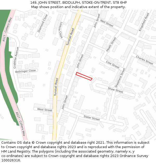 149, JOHN STREET, BIDDULPH, STOKE-ON-TRENT, ST8 6HP: Location map and indicative extent of plot