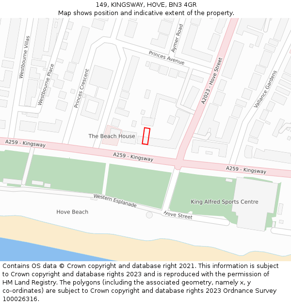 149, KINGSWAY, HOVE, BN3 4GR: Location map and indicative extent of plot