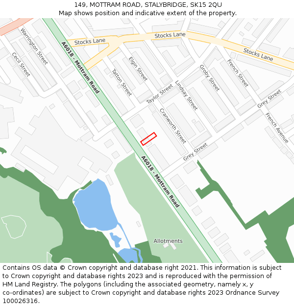 149, MOTTRAM ROAD, STALYBRIDGE, SK15 2QU: Location map and indicative extent of plot