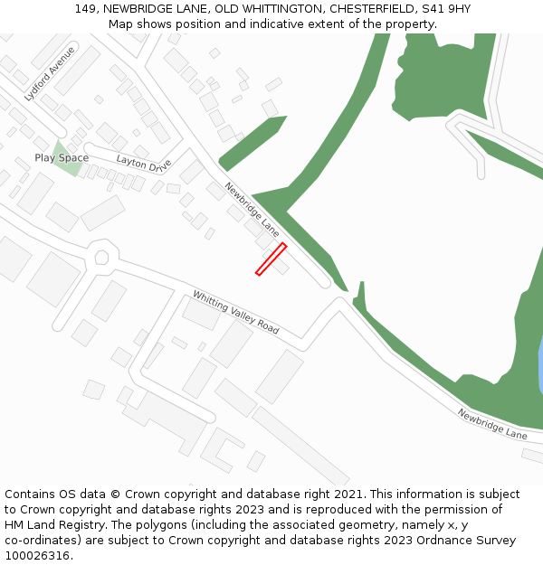 149, NEWBRIDGE LANE, OLD WHITTINGTON, CHESTERFIELD, S41 9HY: Location map and indicative extent of plot