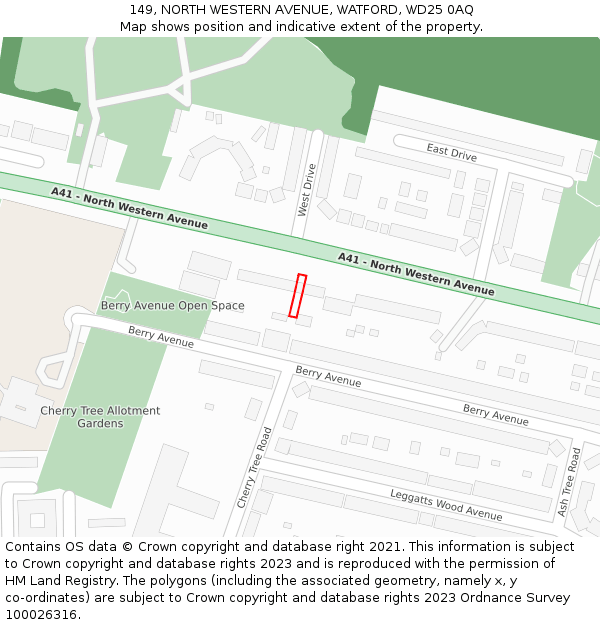 149, NORTH WESTERN AVENUE, WATFORD, WD25 0AQ: Location map and indicative extent of plot