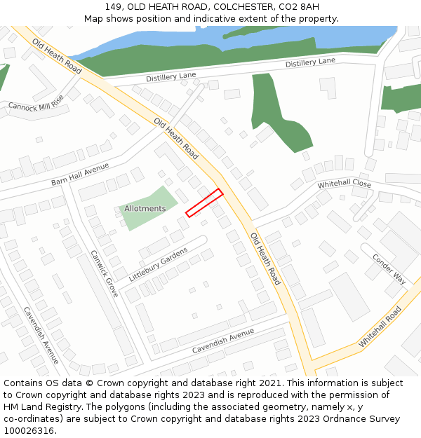 149, OLD HEATH ROAD, COLCHESTER, CO2 8AH: Location map and indicative extent of plot