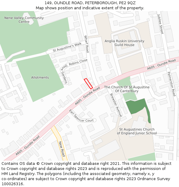 149, OUNDLE ROAD, PETERBOROUGH, PE2 9QZ: Location map and indicative extent of plot