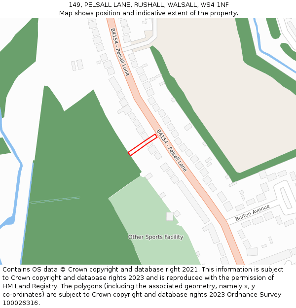 149, PELSALL LANE, RUSHALL, WALSALL, WS4 1NF: Location map and indicative extent of plot