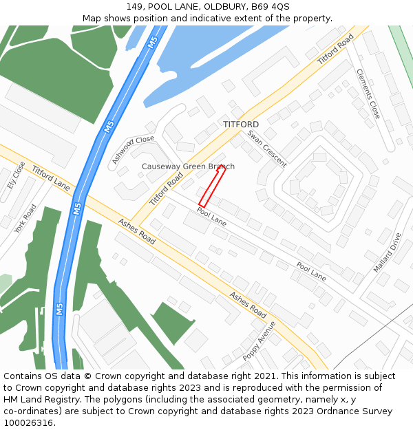 149, POOL LANE, OLDBURY, B69 4QS: Location map and indicative extent of plot