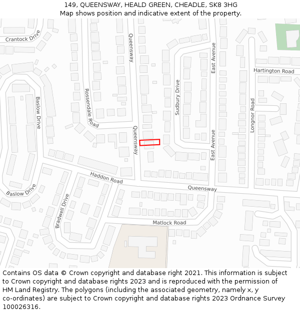 149, QUEENSWAY, HEALD GREEN, CHEADLE, SK8 3HG: Location map and indicative extent of plot