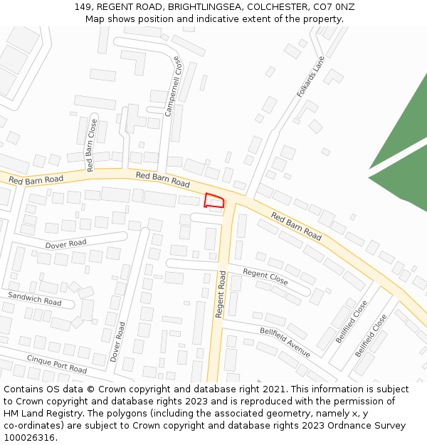 149, REGENT ROAD, BRIGHTLINGSEA, COLCHESTER, CO7 0NZ: Location map and indicative extent of plot