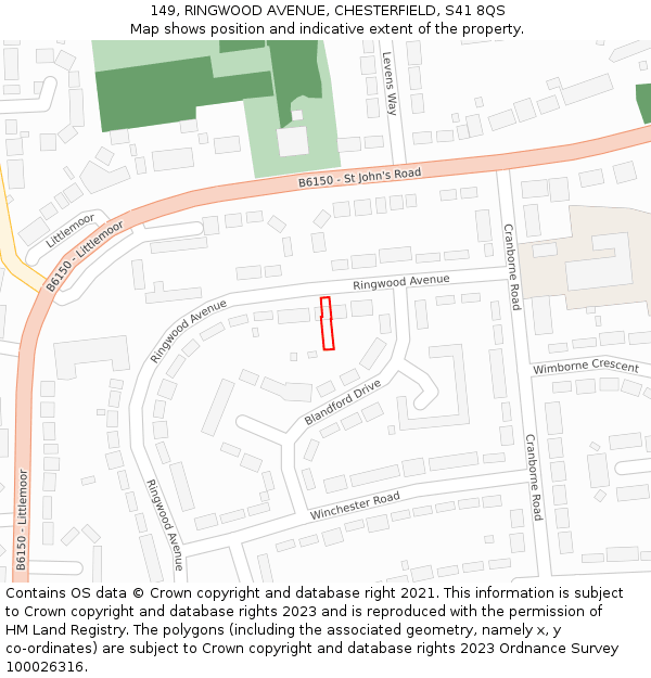 149, RINGWOOD AVENUE, CHESTERFIELD, S41 8QS: Location map and indicative extent of plot