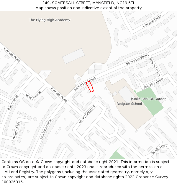 149, SOMERSALL STREET, MANSFIELD, NG19 6EL: Location map and indicative extent of plot