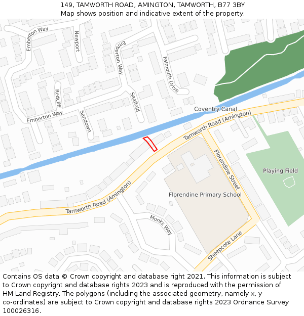 149, TAMWORTH ROAD, AMINGTON, TAMWORTH, B77 3BY: Location map and indicative extent of plot