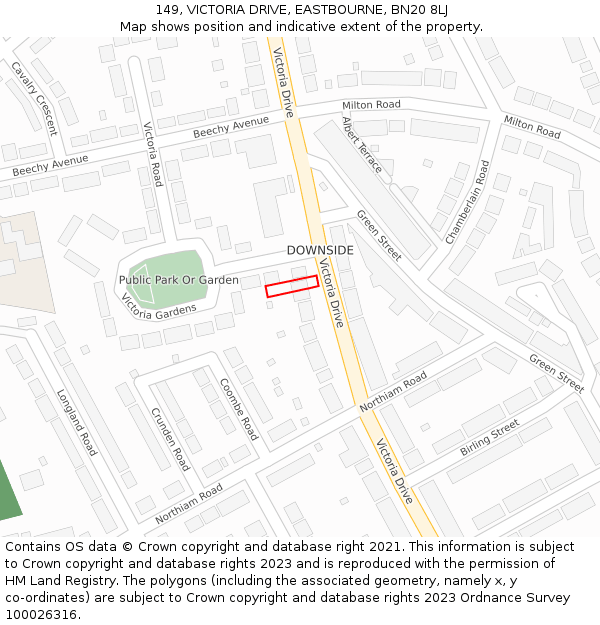 149, VICTORIA DRIVE, EASTBOURNE, BN20 8LJ: Location map and indicative extent of plot