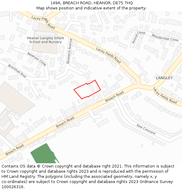 149A, BREACH ROAD, HEANOR, DE75 7HQ: Location map and indicative extent of plot