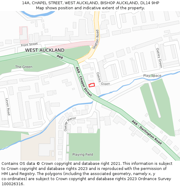 14A, CHAPEL STREET, WEST AUCKLAND, BISHOP AUCKLAND, DL14 9HP: Location map and indicative extent of plot