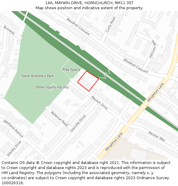 14A, MAYWIN DRIVE, HORNCHURCH, RM11 3ST: Location map and indicative extent of plot