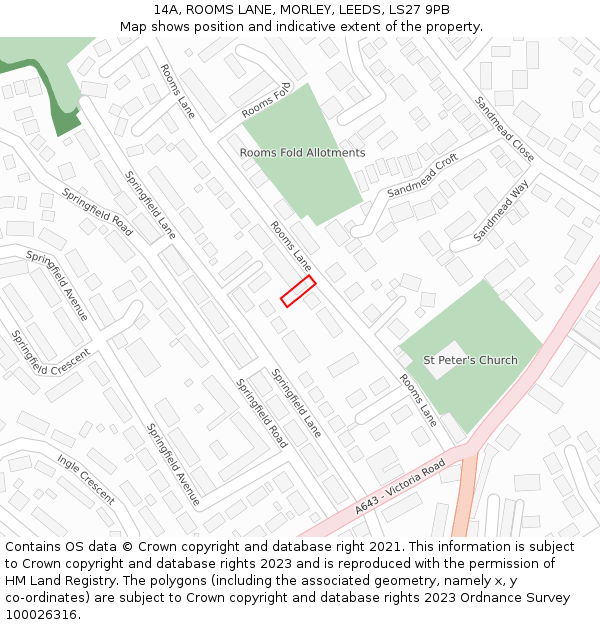 14A, ROOMS LANE, MORLEY, LEEDS, LS27 9PB: Location map and indicative extent of plot