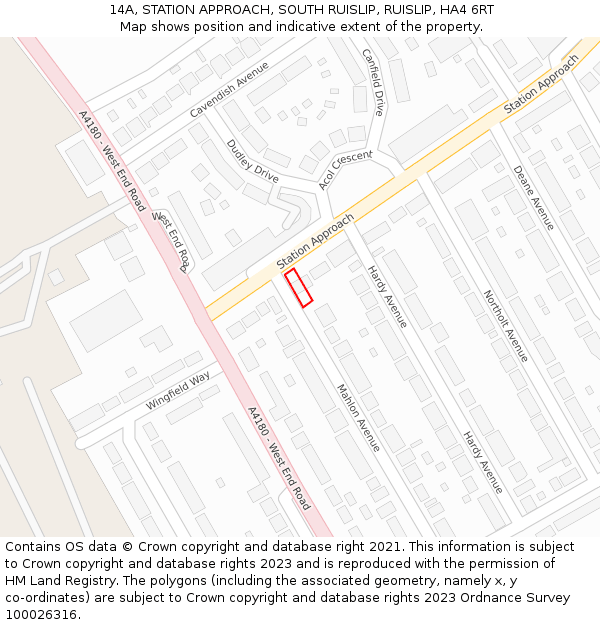 14A, STATION APPROACH, SOUTH RUISLIP, RUISLIP, HA4 6RT: Location map and indicative extent of plot