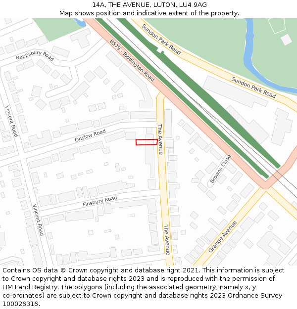 14A, THE AVENUE, LUTON, LU4 9AG: Location map and indicative extent of plot