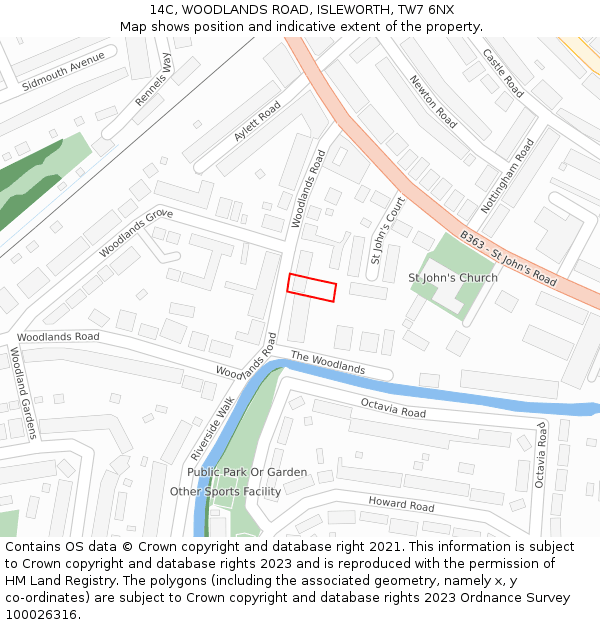 14C, WOODLANDS ROAD, ISLEWORTH, TW7 6NX: Location map and indicative extent of plot