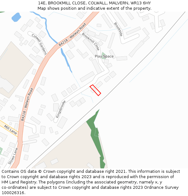 14E, BROOKMILL CLOSE, COLWALL, MALVERN, WR13 6HY: Location map and indicative extent of plot