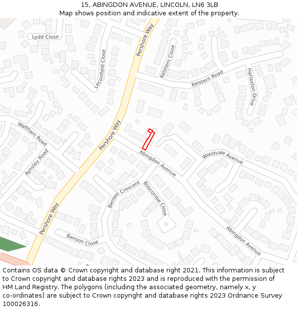 15, ABINGDON AVENUE, LINCOLN, LN6 3LB: Location map and indicative extent of plot