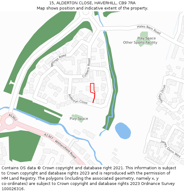 15, ALDERTON CLOSE, HAVERHILL, CB9 7RA: Location map and indicative extent of plot