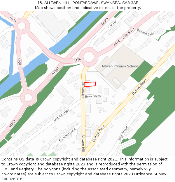 15, ALLTWEN HILL, PONTARDAWE, SWANSEA, SA8 3AB: Location map and indicative extent of plot