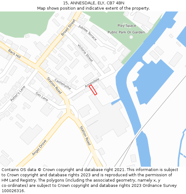 15, ANNESDALE, ELY, CB7 4BN: Location map and indicative extent of plot