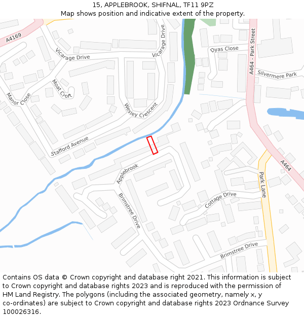 15, APPLEBROOK, SHIFNAL, TF11 9PZ: Location map and indicative extent of plot