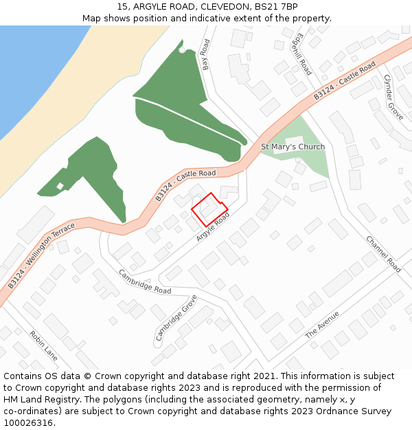 15, ARGYLE ROAD, CLEVEDON, BS21 7BP: Location map and indicative extent of plot