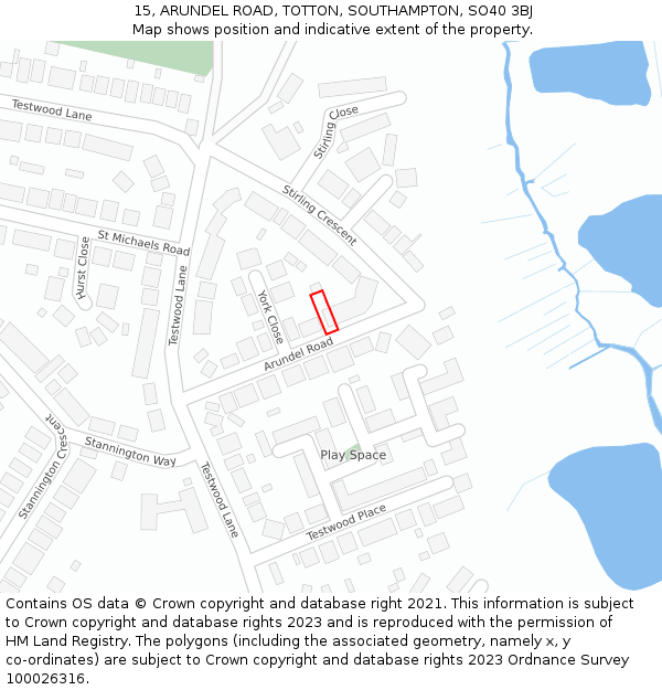 15, ARUNDEL ROAD, TOTTON, SOUTHAMPTON, SO40 3BJ: Location map and indicative extent of plot