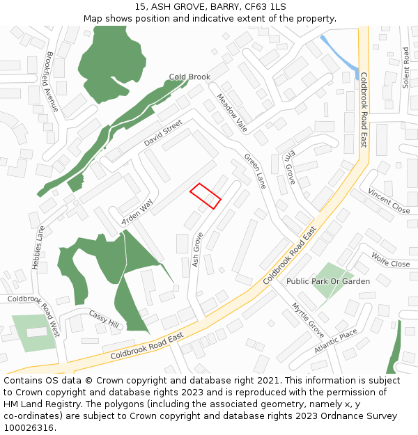 15, ASH GROVE, BARRY, CF63 1LS: Location map and indicative extent of plot