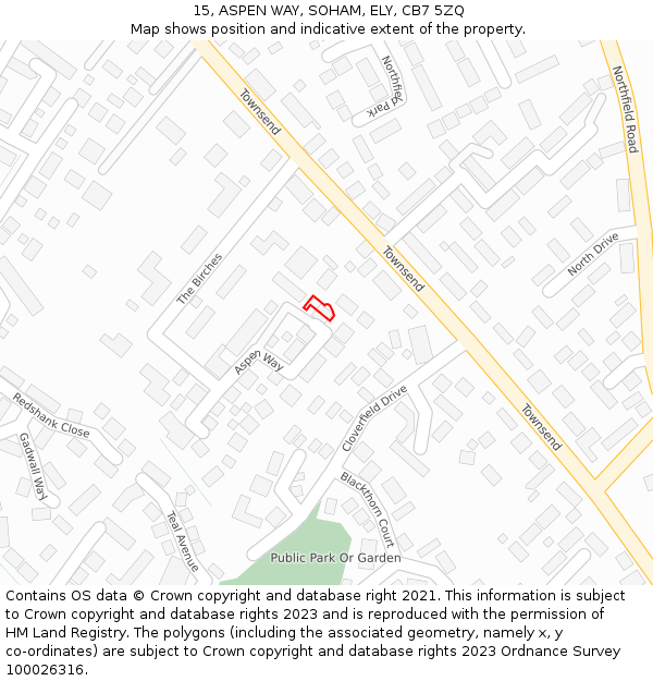 15, ASPEN WAY, SOHAM, ELY, CB7 5ZQ: Location map and indicative extent of plot