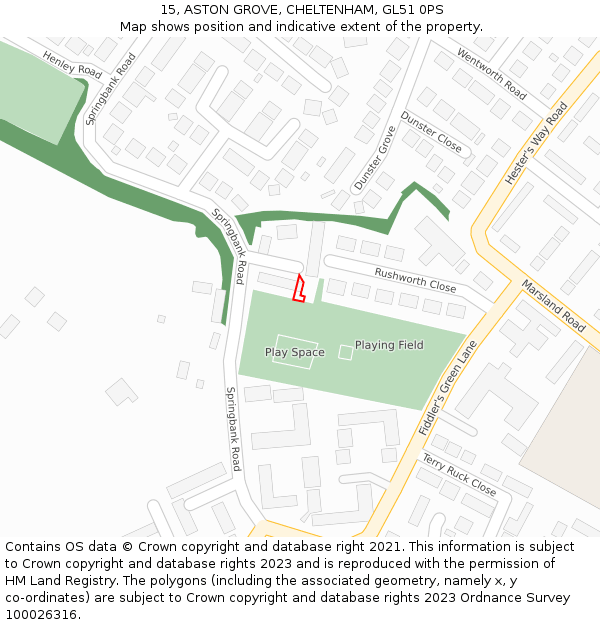 15, ASTON GROVE, CHELTENHAM, GL51 0PS: Location map and indicative extent of plot