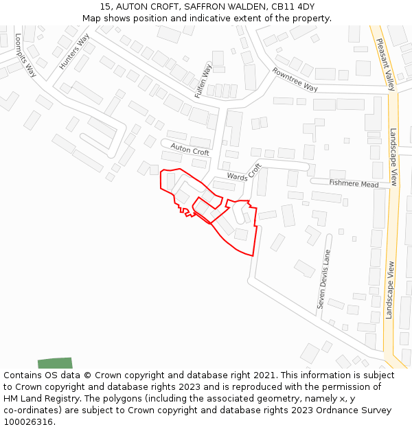 15, AUTON CROFT, SAFFRON WALDEN, CB11 4DY: Location map and indicative extent of plot