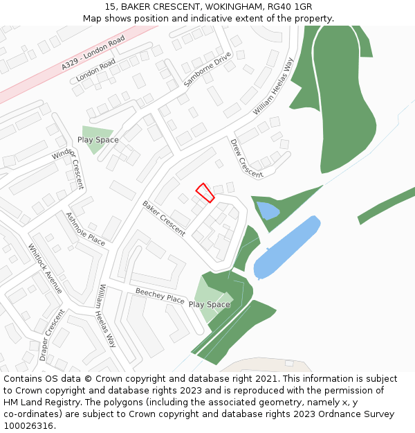 15, BAKER CRESCENT, WOKINGHAM, RG40 1GR: Location map and indicative extent of plot